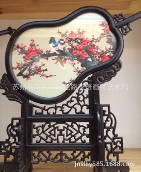Sudžou siuvinėjimo, aukštos kokybės raudonmedžio pusių siuvinėjimo rinkiniai ekrano Gongshan moliūgas formos žadančių Naujųjų Metų dovanos