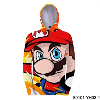 Super Mario Spausdinti Vaikai Rudenį 3D Hoodies Bamblys Berniukų, Mergaičių Megztiniai Vaikams, Outwear ilgomis Rankovėmis Viršūnes