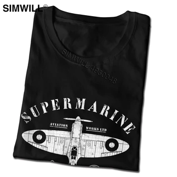 Supermarine Spitfire Marškinėliai Vyrams Minkštos Medvilnės Naikintuvas WW2 Karo Pilotas Orlaivį Lėktuvo Tee Trumpas Rankovėmis Mados T-shirt
