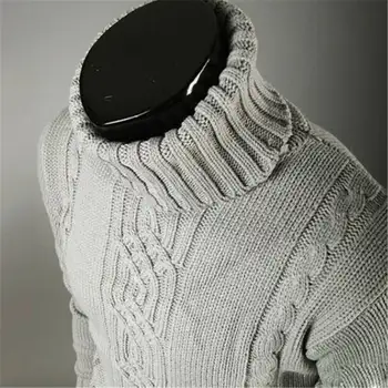 Sweater Mens Megztinis Megztinis Golfo Kaklu Megzti Roll Ilgomis Rankovėmis Žiemą Šilta
