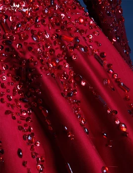 TE013 Prabanga Zawalcowany Trumpą Kelio Ilgis Vestuvių Suknelės, Raudonos Nekilnojamojo Jopui Nuotraukas Mados V-kaklo, ilgomis Rankovėmis