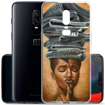 Telefoną atveju OnePlus 8 7 6 5 3 T 5T 7T Pro Afrikos Afro Melanino Poppin Juoda Mergina atvejais KOLEGA A9 A5 2020 A5s A7 Realme 5 5s