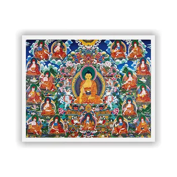 Tibeto Thangka religinių Budos statula Ga Muni Buda freskomis Frameless paveikslai