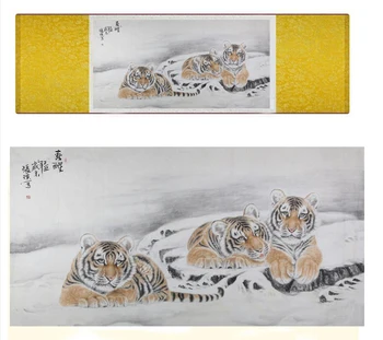 Tigras šilko meno tapybos Kinų Meno Tapybos Namų Biuro Apdailos Kinijos tigras tapyba