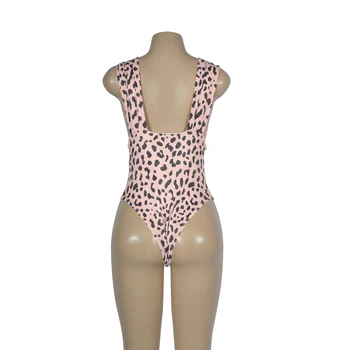 TMELAINE 2019 vientisi maudymosi kostiumėlį Moteris Maiô Feminino Aukštos Swait Leopardas Spausdinti Seksualus V-Kaklo Bikini