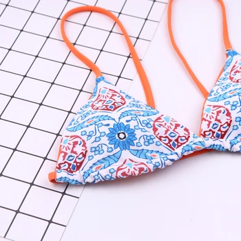 TRYNNA Biquini 2018 Seksualus Bikini maudymosi Kostiumėliai Moterims, Retro Mėlyna Spalva Geometrijos Dviejų dalių maudymosi kostiumėlį