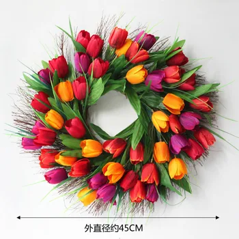 Tulpių dirbtinių gėlių Vainikas Modeliavimas Tulpių Šilko Gėlių Kalėdų vainikas namų vestuvių Dekoravimas netikrą gėlių puokštė