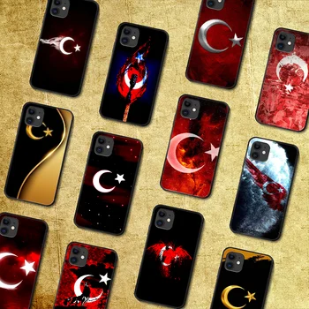 Turkijos Respublikos vėliava, Telefono dėklas Dangtelio Korpuso iphone 5 5s se 2020 6 6s 7 8 12 mini plus X XS XR 11 PRO MAX black Atgal