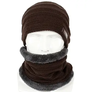Unisex Žiemą Šiltas Megzti Beanie Skrybėlių Šalikas Nustatyti Tirštėti Kaklo Šilčiau Slidinėjimo Kepurė