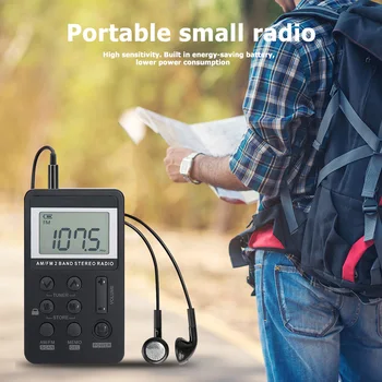 Universalus dviejų dažnių Stereo AM/FM Kišenėje Radijo Skaitmeninis Displėjus, Mini Radijo Imtuvas Su HiFi Ausines Keičiamo Akumuliatoriaus
