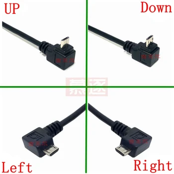 Up & Down & Kairėje ir Dešinėje Kampu 90 Laipsnių USB Micro USB Male į USB male Duomenų Įkrovimo jungties Kabelis 25cm 50cm Tablet 5ft 1m