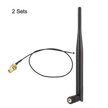 Uxcell 2Set WiFi Antena 5dBi 2400-2500MHz PR-SMA Male 31cm U. FL į RP-SMA Female Kabelio su Bluetooth/Zigbee Antena