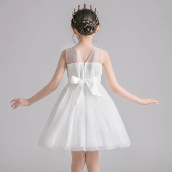 V-MEDŽIO Princesė Suknelė vientisa Spalva Mergina Drabužių Rankovių Suknelės Mergaitėms 2021 M. Pavasarį Ir Rudenį Nauja