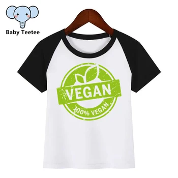 Vaikai Print T Shirt Veganų Galia Vegetarišką Vaikų Dizainas Vasaros Viršūnes Berniukų ir Mergaičių Atsitiktinis Streetwear T-shirt