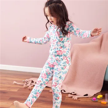 Vaikų Pižama Sleepwear Vaikams Baby Girl Berniukas Gėlių ilgomis Rankovėmis Viršūnes+Kelnės Pižama Sleepwear Namų Komplektai