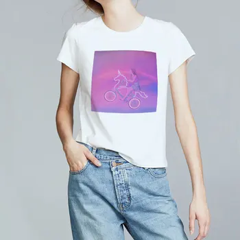 Vasaros Harajuku Kawaii Vaivorykštė Vienaragis Departamento Marškinėliai Moterims Laisvalaikio Streetwear Mados Estetinės Marškinėlius Moterims, Drabužiai