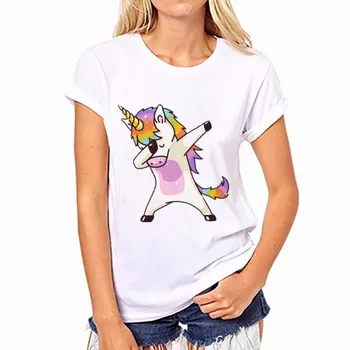 Vasaros Mados Harajuku Kawaii Vaivorykštė Vienaragis Blusas Marškinėliai Moterims Topai Ir Palaidinės 2019 Unicornio Blusa Feminina Plius Dydis
