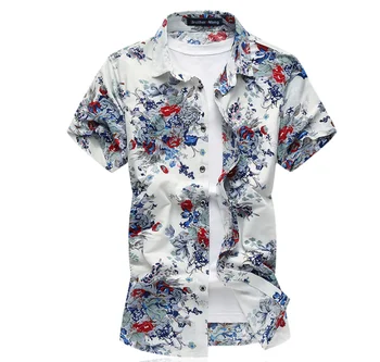 Vasaros Shirt Mens Gėlių Spausdinti Vyrų Atsitiktiniai trumpomis Rankovėmis Marškinėliai Aukštos Kokybės Elastingumą Marškinėliai Prekės ženklo Drabužių Dydį, 6XL 7XL