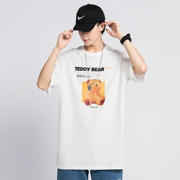 Vasarą naujų atsipalaidavęs mados prekės ženklo hip-hop animacinių filmų spausdinimo ins pora vyrų street dieną tendencija turėti trumpomis rankovėmis T-shirt