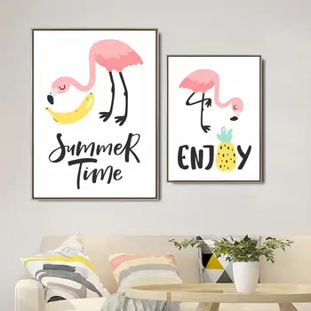 Vinsonloud Namų Puošybai Spausdinti Drobė Sienos Meno Plakato Nuotrauką Naftos Neįrėminti Piešiniai, tapyba Tropinių augalų Flamingas