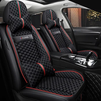 Visiška PU Oda automobilių sėdynės padengti linų pluošto auto sėdynės apima hyundai creta ix25 elantra i30 i40 ix35 kona