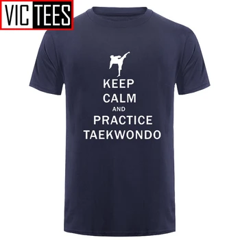 Vyrai nusiraminkite Ir Praktikos Taekwondo T Marškinėliai Medvilnės Vyras Kong Fu T-shirt Nemokamas Pristatymas