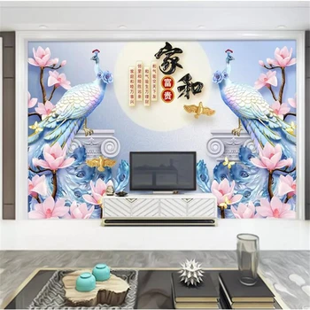 Wellyu papel de parede 3D Užsakymą tapetai Namų ir turtinga 3D iškilumo povas magnolija TV tapetai kambarį