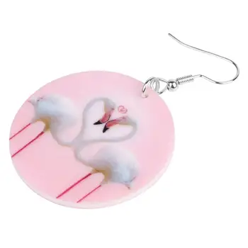WEVENI Akrilo Turas Pink Flamingo Auskarai Estetinės Gyvūnų Tabaluoti Lašas Papuošalai Moterims, Merginos Meilužis Dovana Vestuvių Dekoravimas