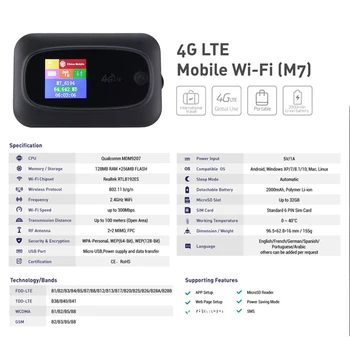 Wifi router 4g sim Nešiojamų 2.4 GHZ LTE Maršrutizatorių Su Sim Kortele 150M Lizdas Atrakinta Automobilį Judriojo Plačiajuosčio ryšio prieigos tašku Wifi Modemas Wireless