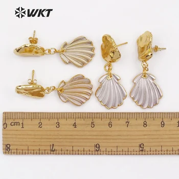 WT-E454 Didmeninė Naujas Dizainas Populiarus Unikalus pilnas aukso artimųjų gėlavandenių perlų šukutės su lukštais, moterų Papuošalai