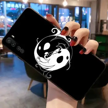 Yin Yang Juoda Balta Telefoną Atveju Huawei P20 30 P40 lite E Pro Mate 30 20 Pro P Smart 2020 
