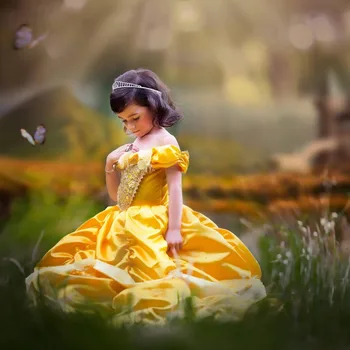 YOFEEL Mergaitės Belle Suknelė Princesė Kostiumas Vaikams Gėlių Sluoksniuotos Šalies Helovinas Gimtadienio Fantazijos Suknelės