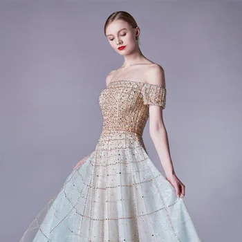 YQLNNE Couture Šiuolaikinės nuo Peties Vakaro Suknelės, Puošnios Tiulio Oficialią Šalies Kamuolys Suknelė Elegantiškas Vestidos