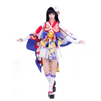 Yuki Onna Cosplay Onmyoji Japonijos Sniego Fėja Idolized Kimono cosplay kostiumas su kojinių ir plaukų priedų