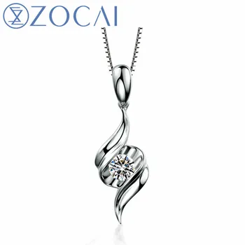 ZOCAI Susidurti realus fizinis originali diamond 18K balto aukso pakabukas + 925 sidabro grandinės kaip dovaną