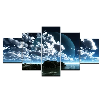 Įrėminti 5vnt Mėlynas Dangus skaidrus Vandenyno Drobė Menas, Sienų Nuotraukas Kambarį HD Spausdinimo Didelis Modernus Cuadros Decoracion Sienos Plakatas