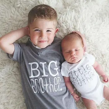 Šeimos Atitikimo Komplektus Kūdikiams, Kūdikių broliukas Berniukas Romper Big Brother T-shirt Medvilnės Drabužių Komplektus