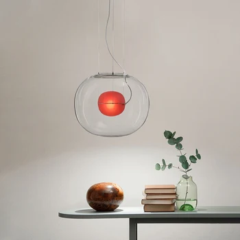 Šiaurės minimalistiniai stiklo rutulį pakabukas šviesos dizaineris minkštos apdailos miegamasis restoranas, baras, kavinė kamuolys drabužių parduotuvė pakabukas lempa