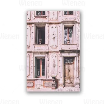 Šiaurės Plakatas prancūzijos Architektūros Rožinė Nuotrauką Drobė, Tapyba Mergina Namų Puošybai Gyvenimo Kambario, Miegamasis Freskos Sienos Menas