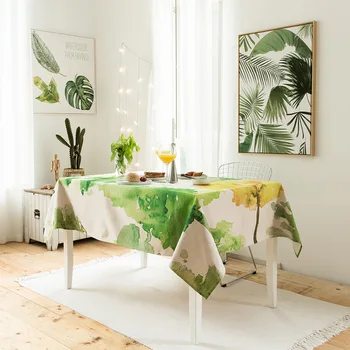 Šiaurės šalių žaliųjų augalų medžio staltiesė valgomasis stalas apima storio padažu staltiesė namų virtuvė pobūvių šalies apdaila