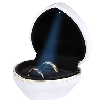 Širdies formos LED vestuvinį žiedą langas saugojimo papuošalų dėžutė premium aksominis pamušalas 6 spalvas pasirinkti gimtadienio dovana