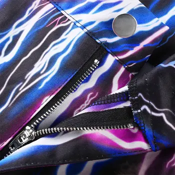 Žaibo Išspausdinti Kelnės Visas Ilgis Violetinės Kelnės Aukštu Juosmeniu Užtrauktukas Krovinių Kelnės Gyvūnų Moterys Šalis Komplektus Clubwear