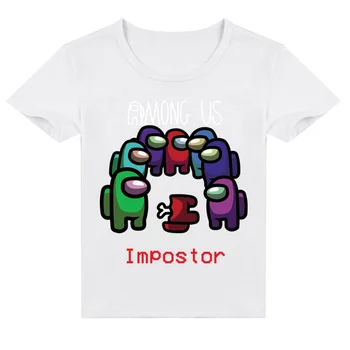 Žaidimas Tarp Mūsų Marškinėlius Vaikai Crewmate Impostor T-shirt Bamblys Merginos Juokinga Tshirts Vaikų Vasaros Drabužių Berniukams trumpomis Rankovėmis Tees