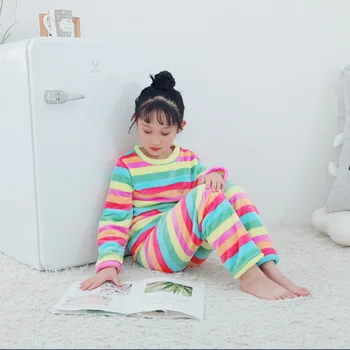 Žiemą Vaikai Aksomo Pižama Nustatyti Šiltas Tirštėti Flanelė Animacinių Filmų Kūdikis Sleepwear Mergaitės Berniukai Loungewear Vaikams Mielas Pajama Homewear