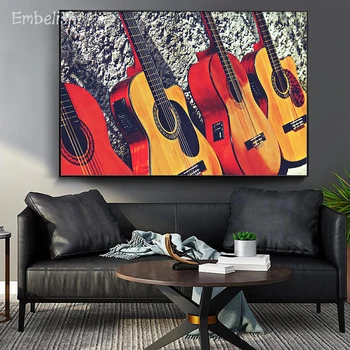 1 vnt Naują Atvykimo Muzikos Instrumentai, Gitara Šiuolaikinio Namų Dekoro Nuotraukų Kambarį Sienos Meno Plakatai HD Drobės Paveikslai