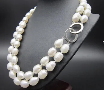 10-13 mm 2row pietų baroko baltųjų Ryžių formos perlų vėrinį 17-18