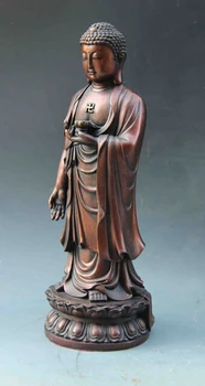 10 Kinijos Budizmo Šventykla, Raudona, Vario, Bronzos Stovėti Sakyamuni RuLai Budos Statula