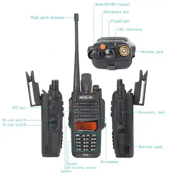 10 vnt IP67 atsparus Vandeniui Walkie Talkie Retevis RT6 VHF UHF Dual Band Walkie-talkies Profesionalūs Du Būdu Radijo Stočių Kumpis Radijo