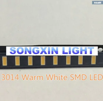 100VNT 3014 šiltai Balta SMD LED Granulių 3.0-3.2 v 30mA 9-10LM 3.0*1.4 MM 2800-3500K