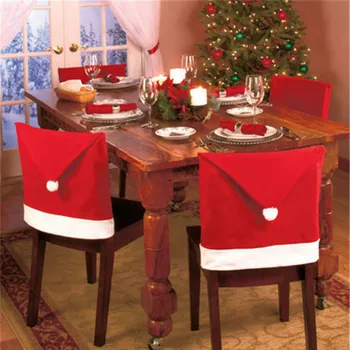 100vnt Santa Claus Bžūp Kėdė Padengti Kalėdų Vakarienės Stalo Šalies Red Hat Kėdės Nugaros Apima Kalėdos Apdaila